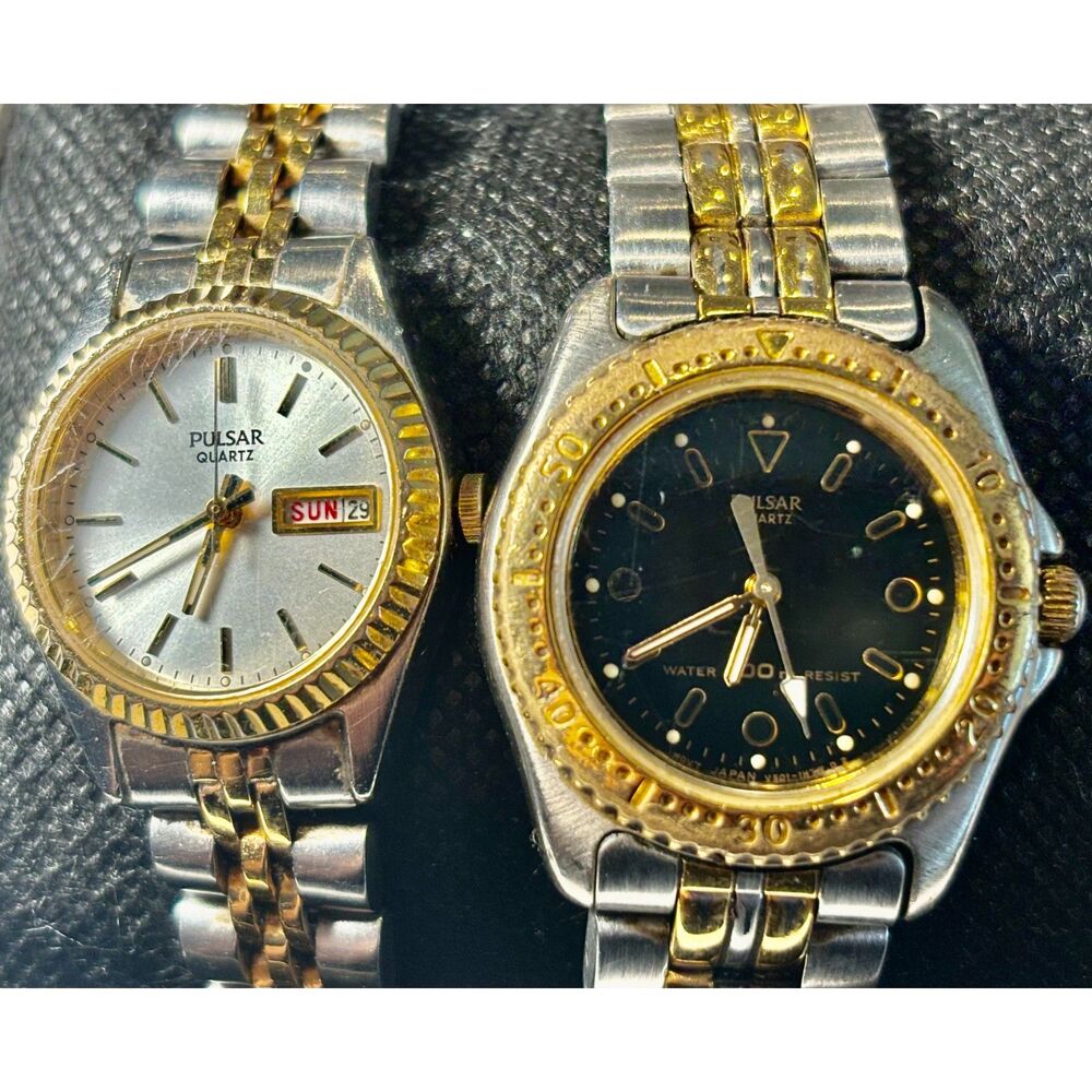 Vintage Two-Tone Pulsar Watch Bundle (New Batteries Installed!)